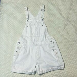 Old navy medium white denim short overalls